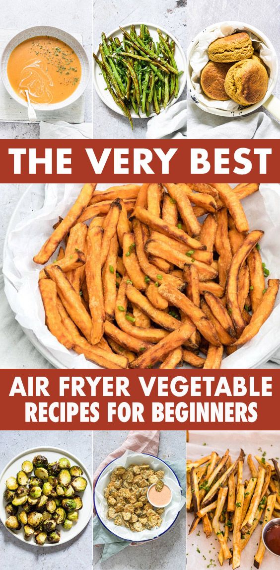 A COLLAGE OF AIR FRYER VEGETABLE DISHES