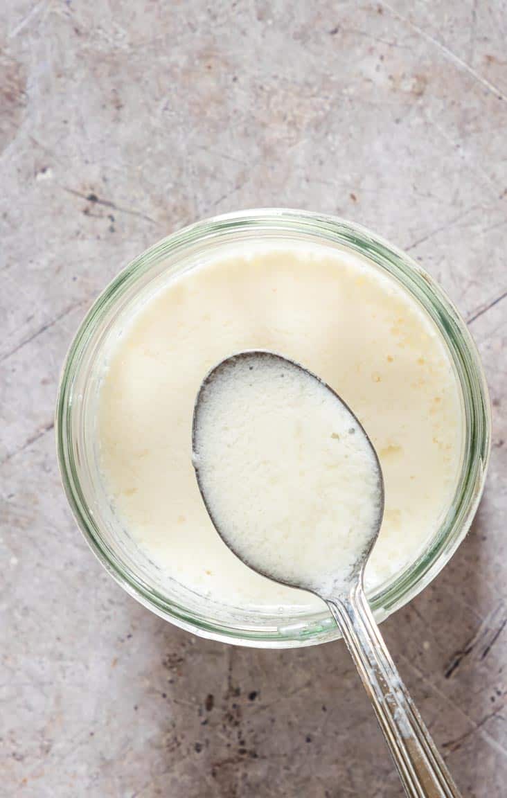 close up of homemade buttermilk