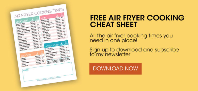 air fryer cheat sheet printable