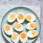 top down view of the completed instant pot hard boiled eggs recipe