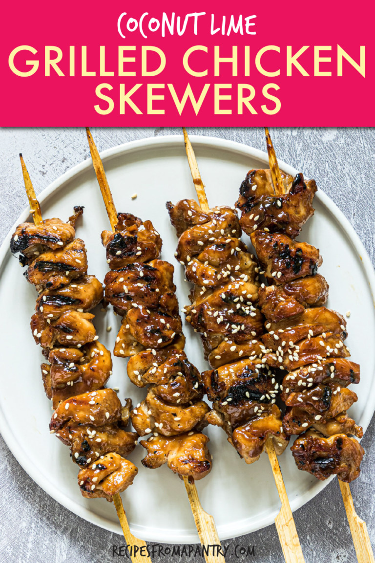 CHICKEN SKEWERS ON A PLATE