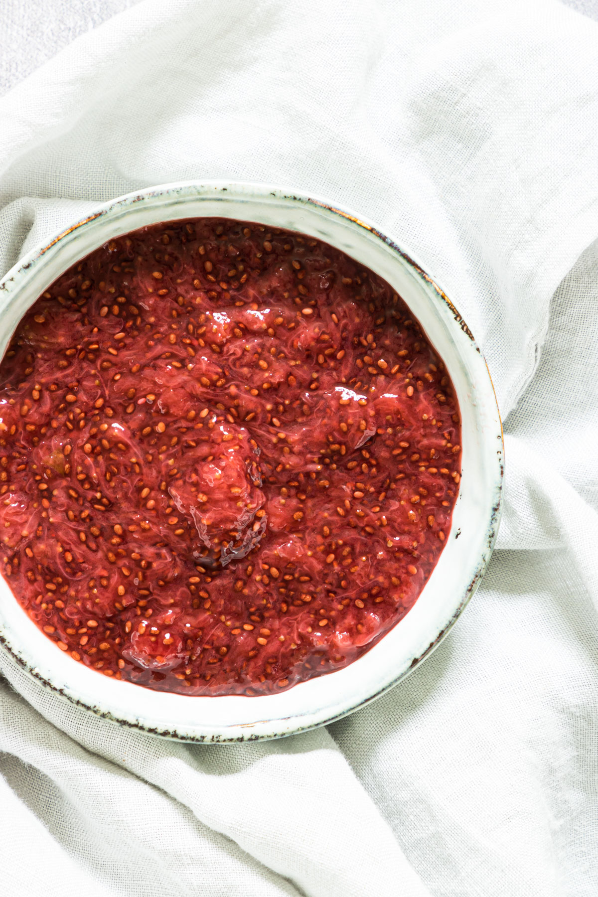 strawberry chia seed jam in a bowl