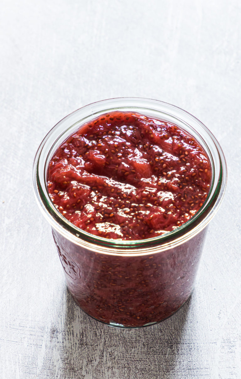 close up of quick strawberry jam