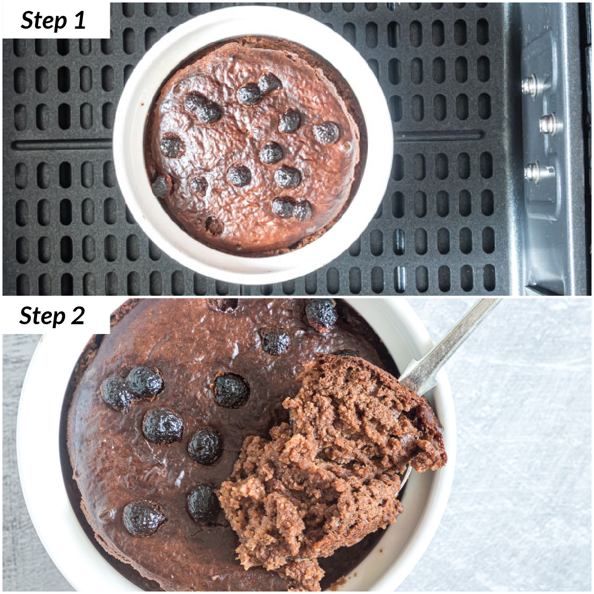 image collage showing the steps for making air fryer baked oats