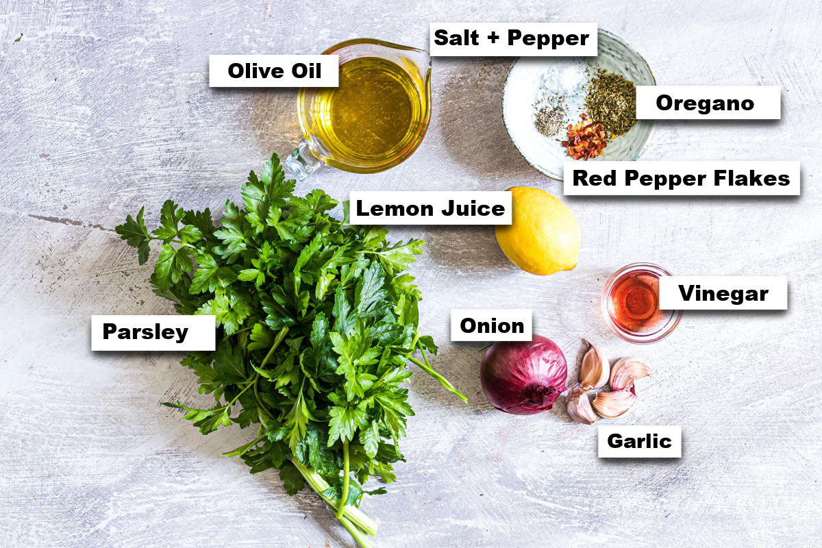 the ingredients needed for making Chimichurri