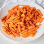 air fryer frozen vegetables carrots in a white serving dish