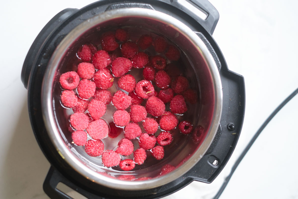 raspberry lemonade being made in the instant pot