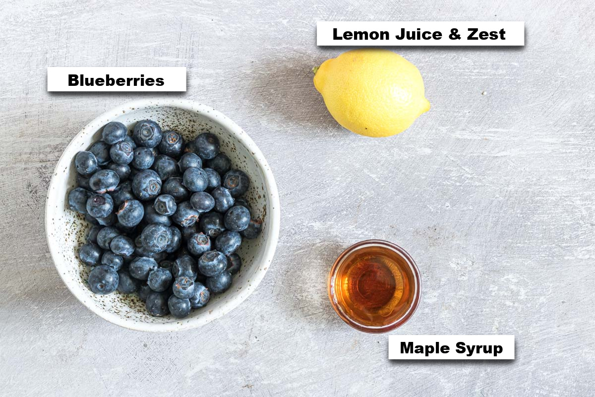 the ingredients needed for making blueberry compote