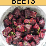 A bowl of cubed beets.