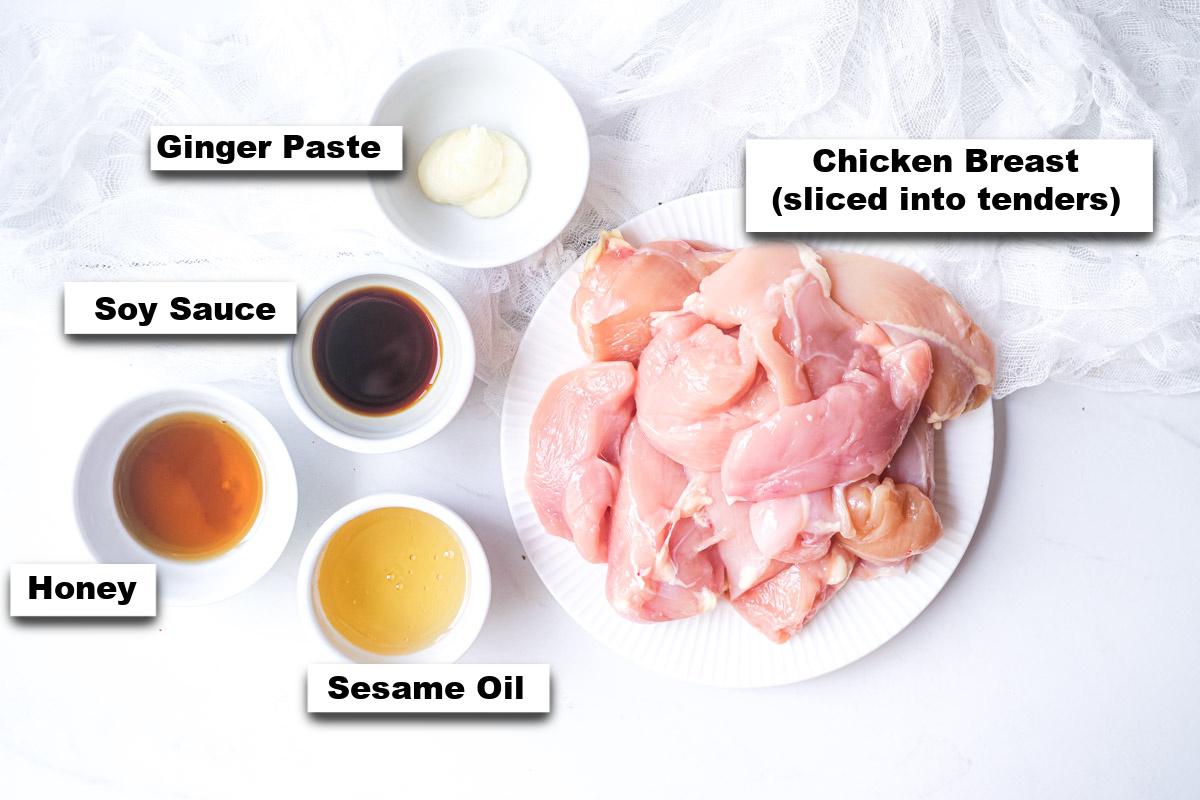 the ingredients needed for making this grilled chicken tenders recipe
