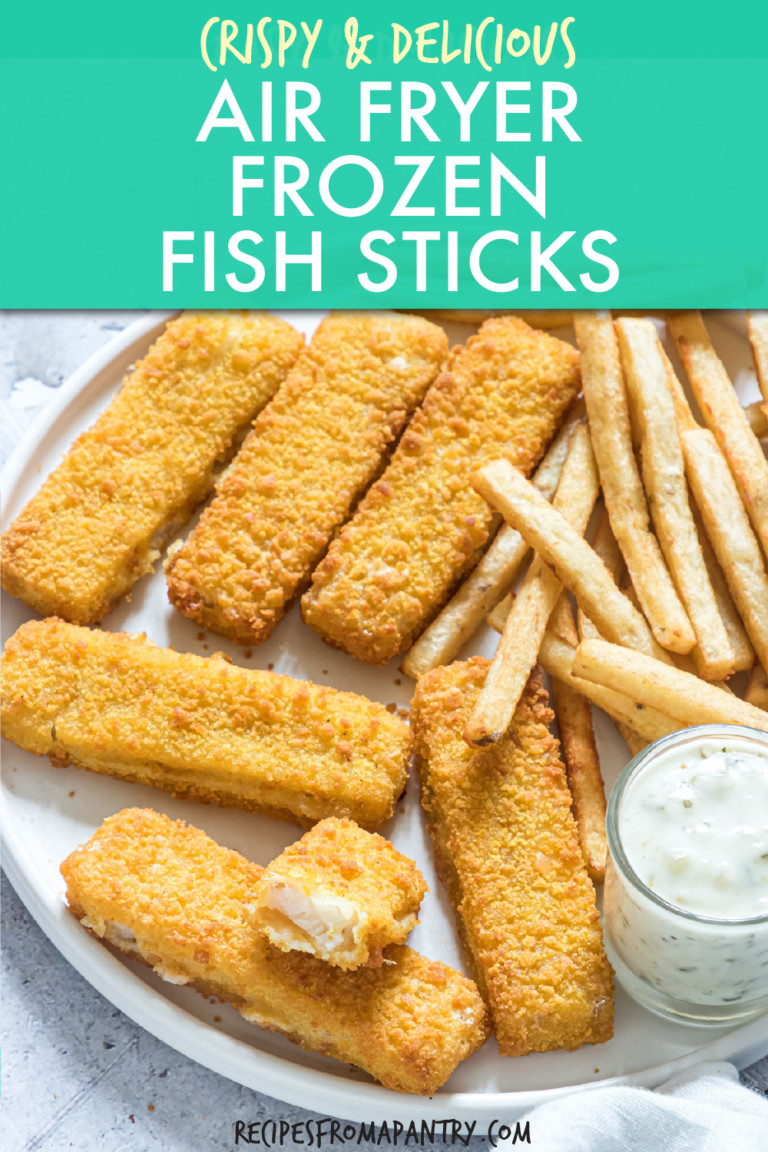 fish sticks on a plate with a side of fries and tartar sauce