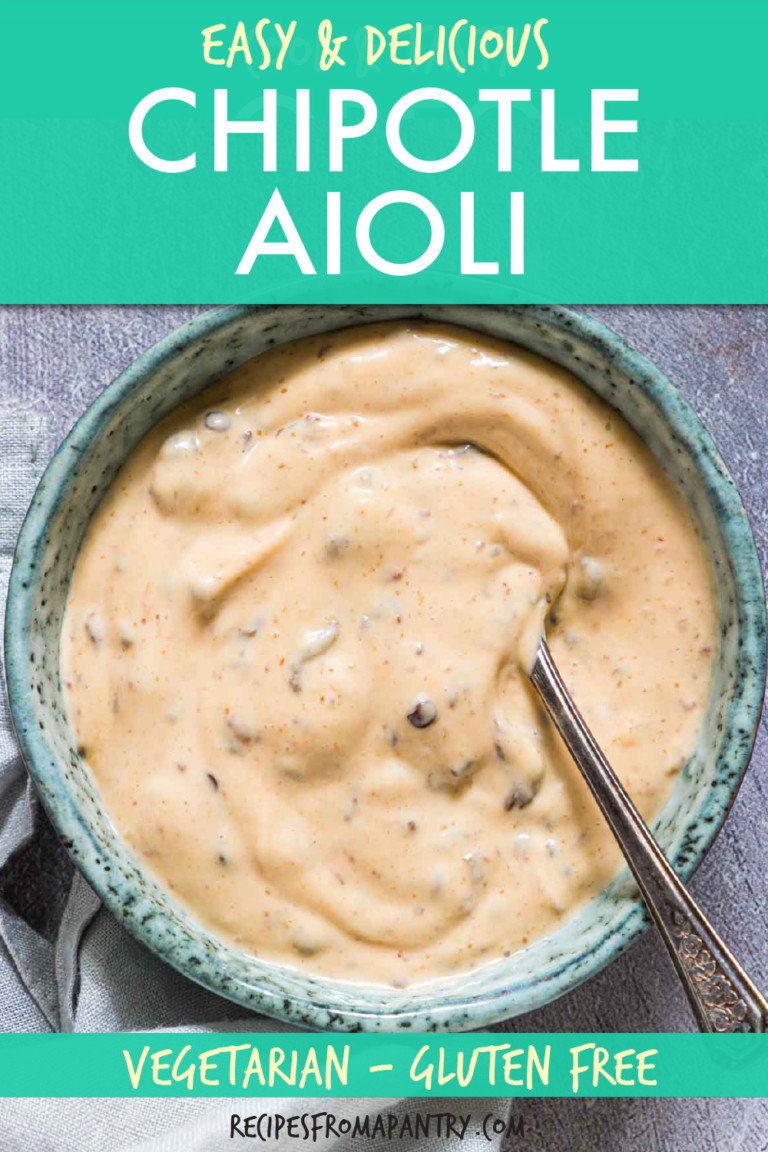 chipotle aioli in a ceramic bowl with a spoon