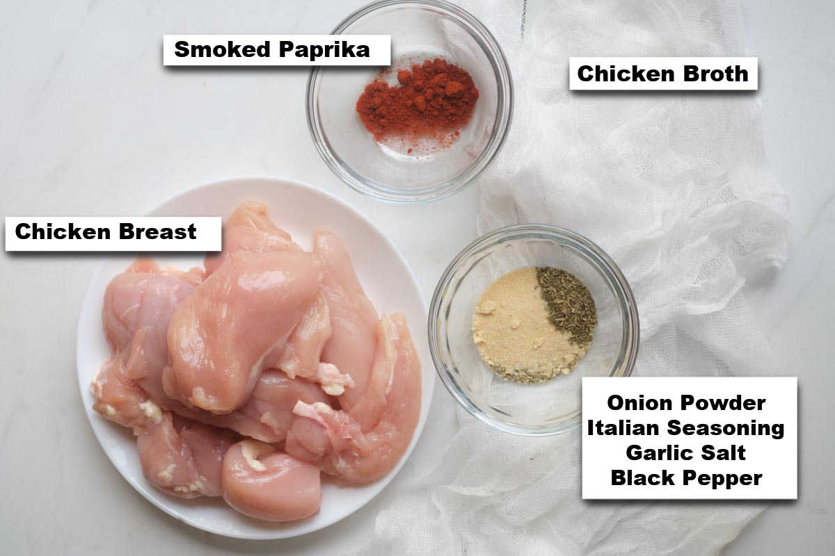 the ingredients needed for making instant pot chicken tenders
