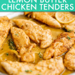 close up of chicken tenders in butter sauce