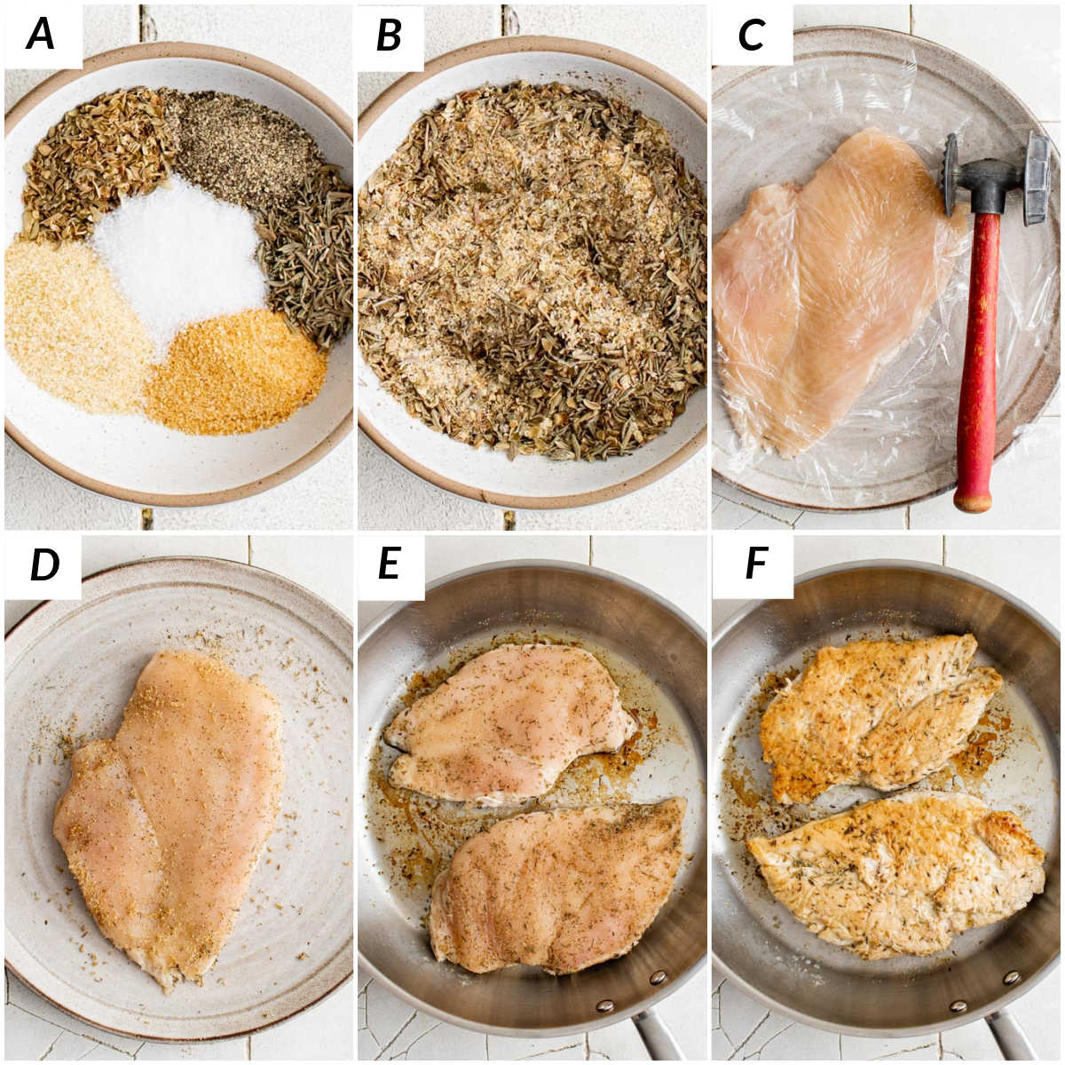image collage showing the initial steps for making this chicken mushroom recipe