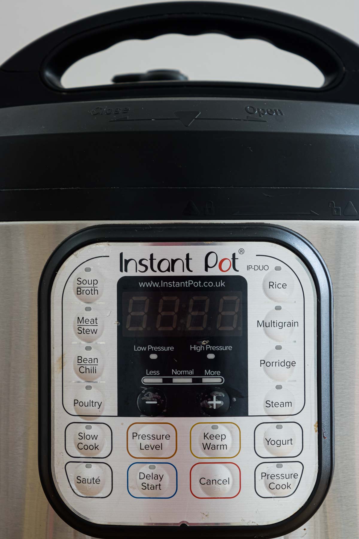 the front panel of the instant pot