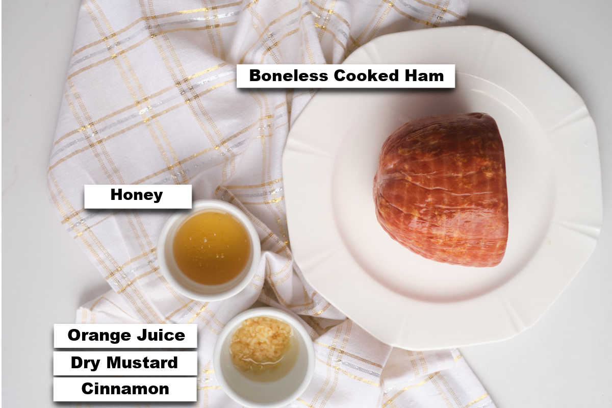 the ingredients needed for making air fryer ham