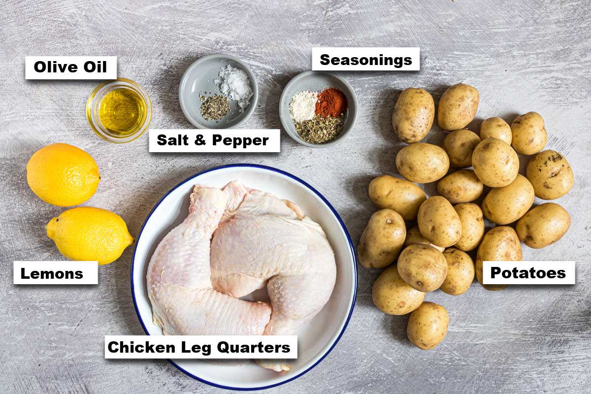 the ingredients for making baked chicken leg quarters
