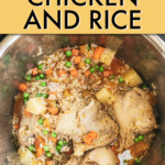 chicken thighs, rice and vegetables in an instant pot
