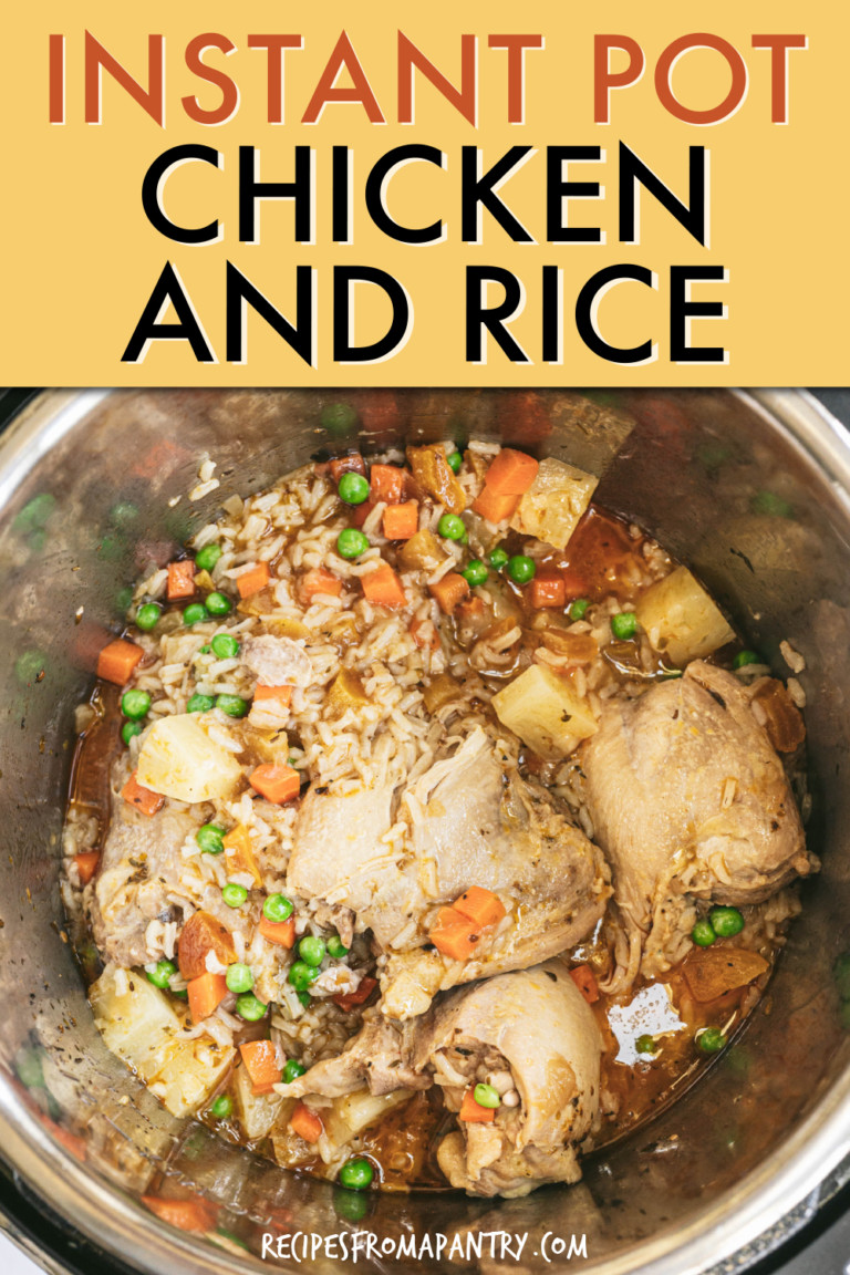 chicken thighs, rice and vegetables in an instant pot