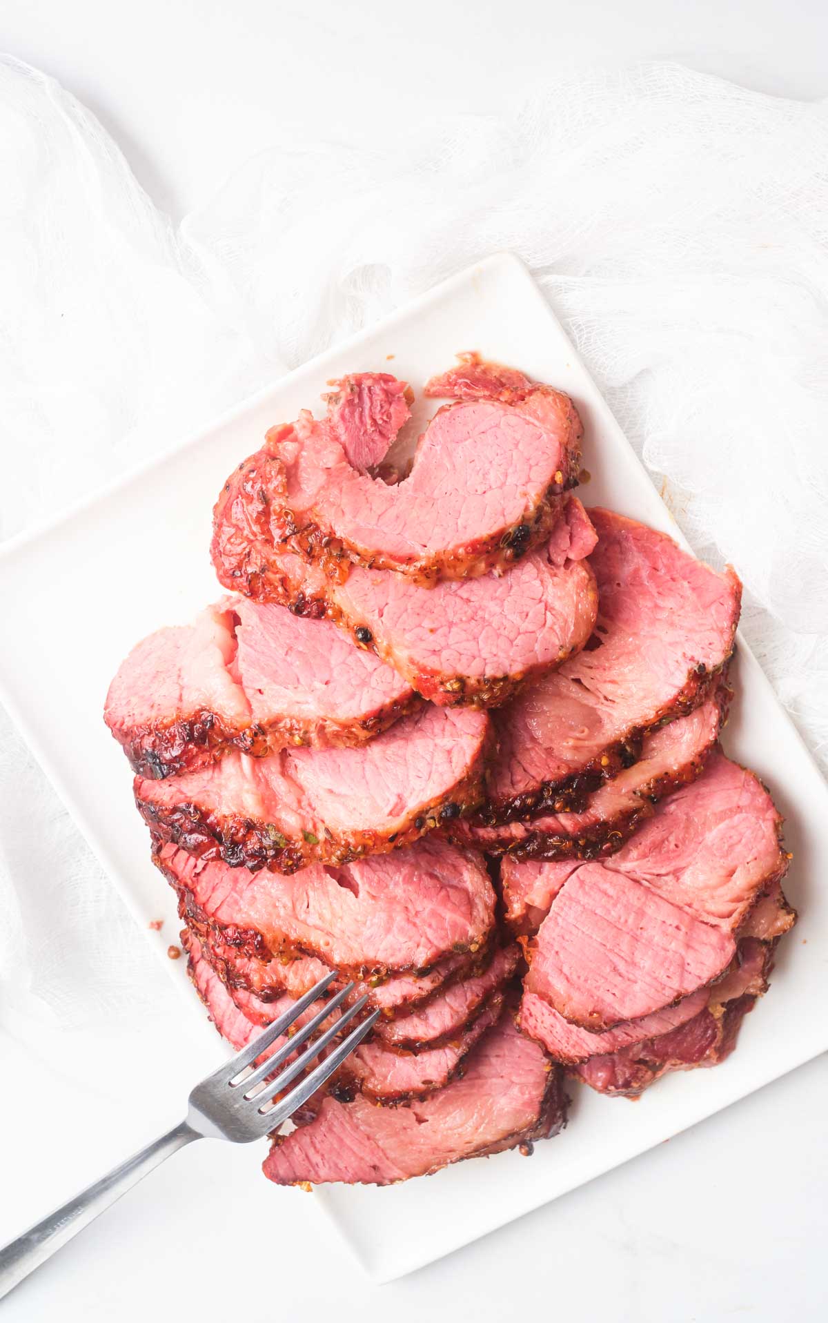 air fryer corned beef sliced and ready to serve