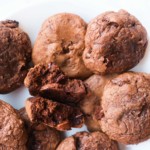the completed air fryer brownie mix cookies on a white plate