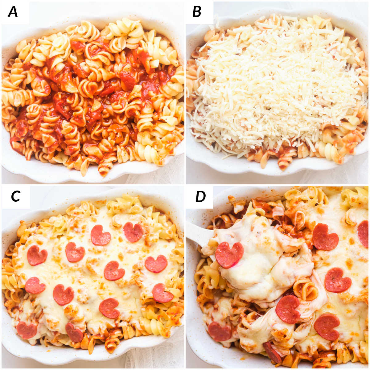image collage showing the steps for making air fryer pizza casserole