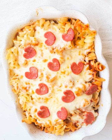 top down view of the air fryer pizza casserole
