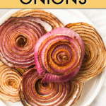 FRIED ONION SLICES ON A PLATE