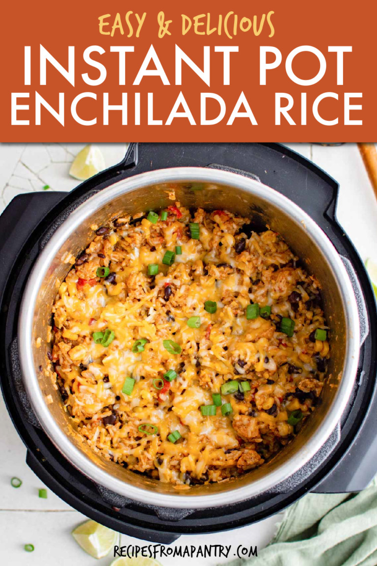OVERHEAD VIEW OF ENCHILADA RICE IN AN INSTANT POT