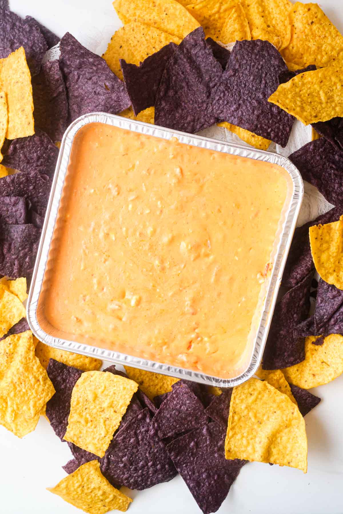 top down view of the completed air fryer mexican cheese dip recipe