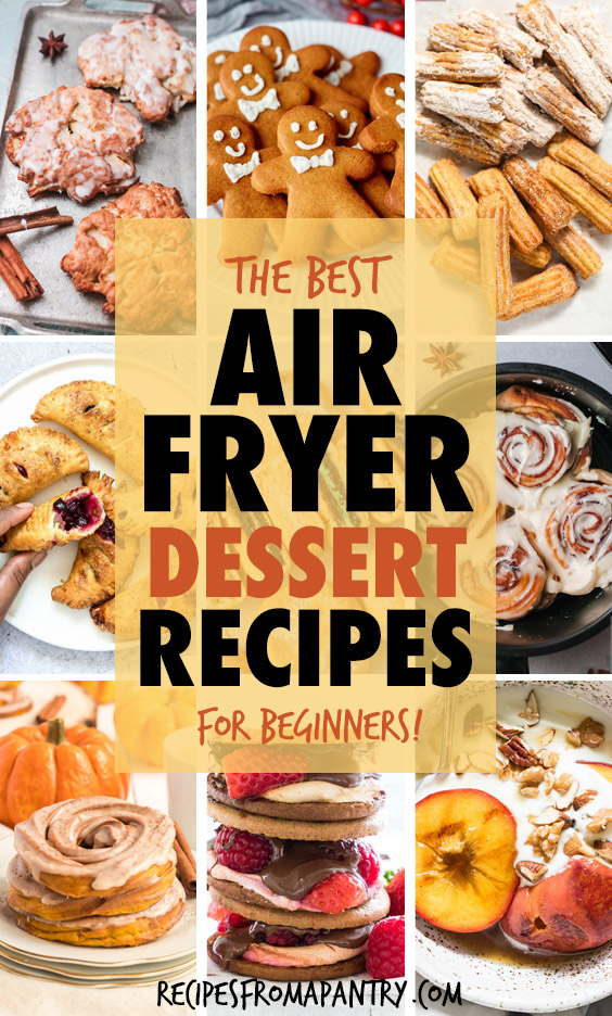 A collage of images of air fryer desserts
