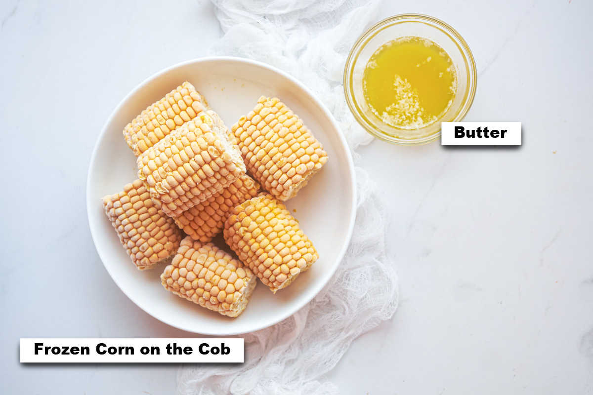 the ingredients needed for making frozen corn on the cob in air fryer