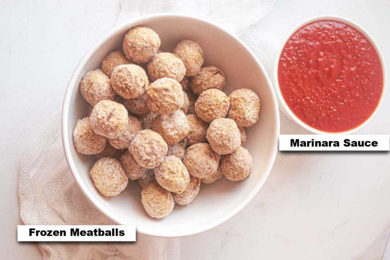 the ingredients needed for learning how to cook frozen meatballs