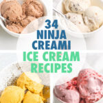 A collage of images of ice cream scoops in bowls