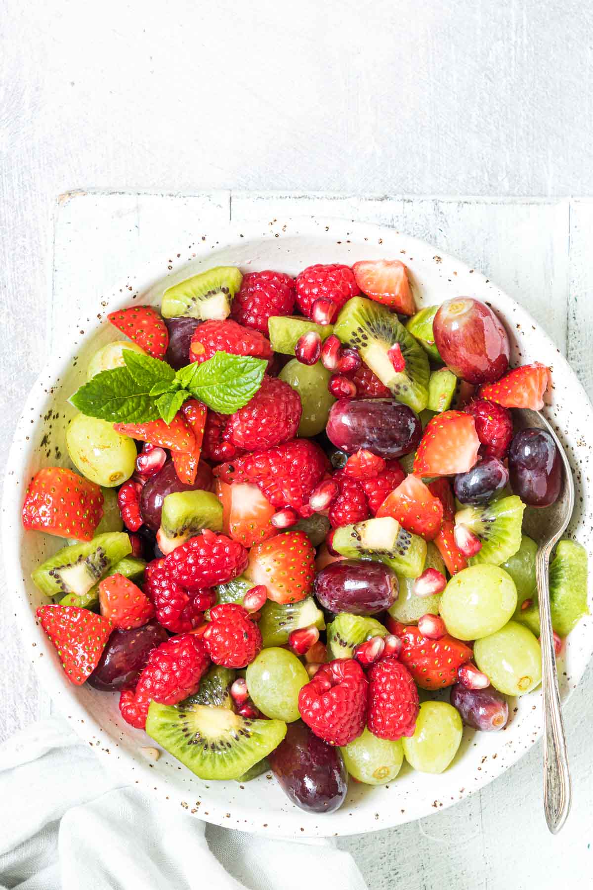 Red and green fruit salad for christmas