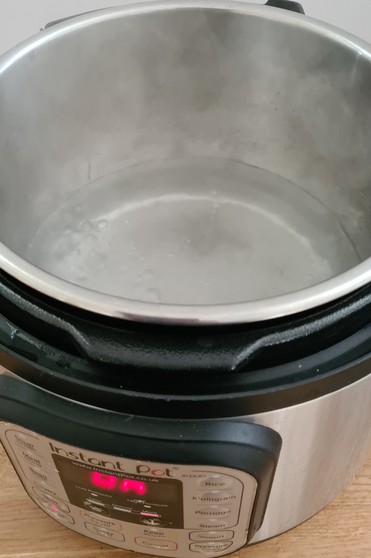 top down view of the final step in how to boil water in instant pot