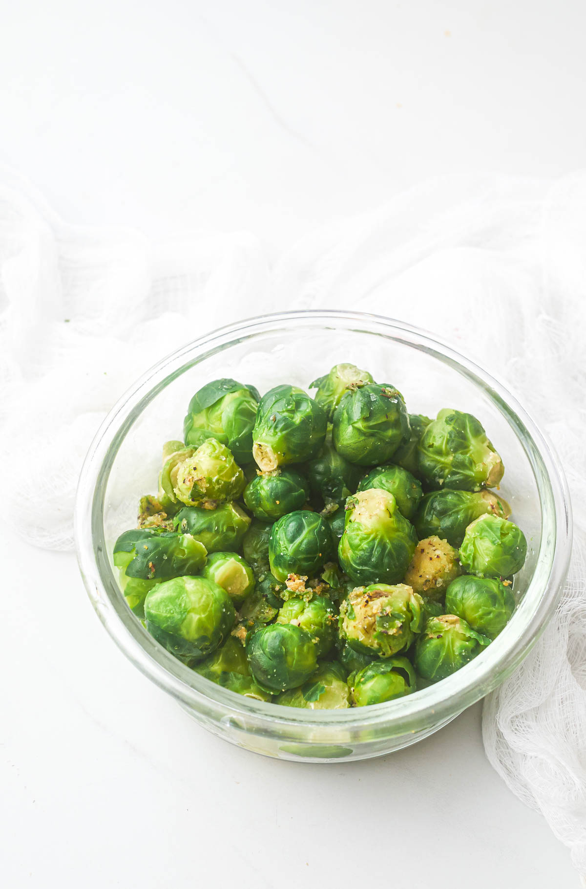 a bowl of cooked brussel sprouts from the how to cook frozen brussel sprouts recipe