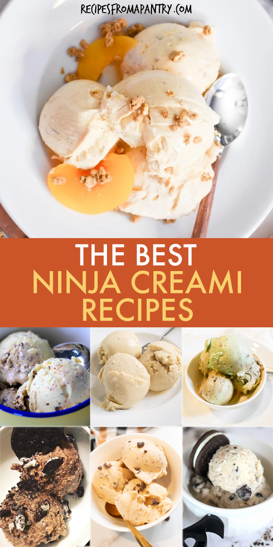 A collage of images of desserts made in the Ninja Creami ice cream maker.