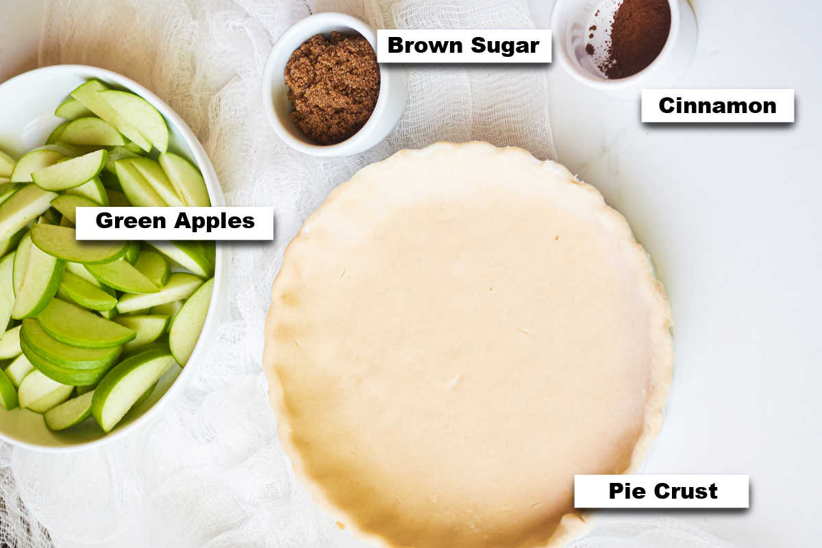 the ingredients for making air fryer apple pie