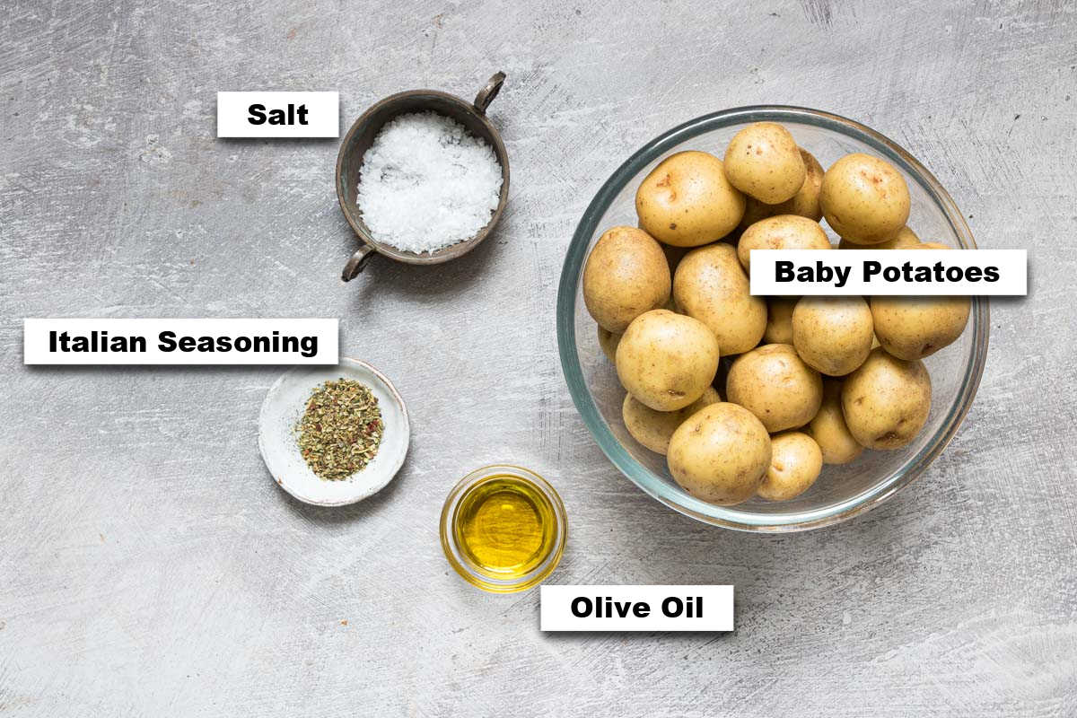 the ingredients for making air fryer baby potatoes