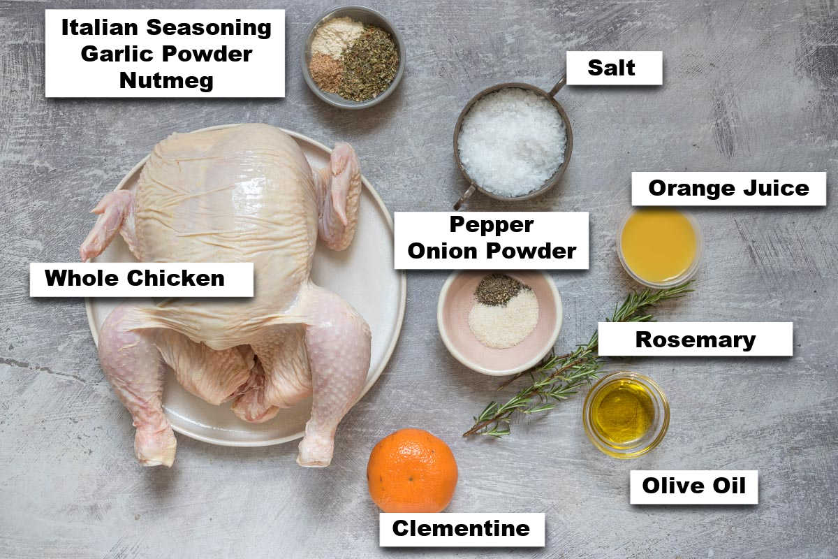 the ingredients needed for making christmas chicken in air fryer