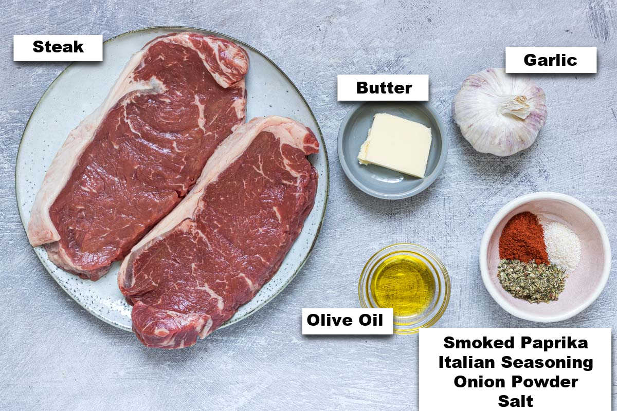 the ingredients needed to make air fryer steak bites