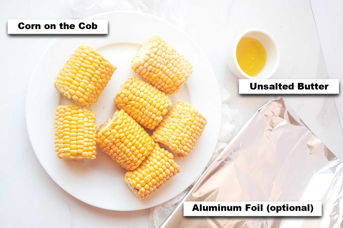 the ingredients for making corn on the cob in the oven
