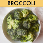 A bowl full of frozen broccoli florets