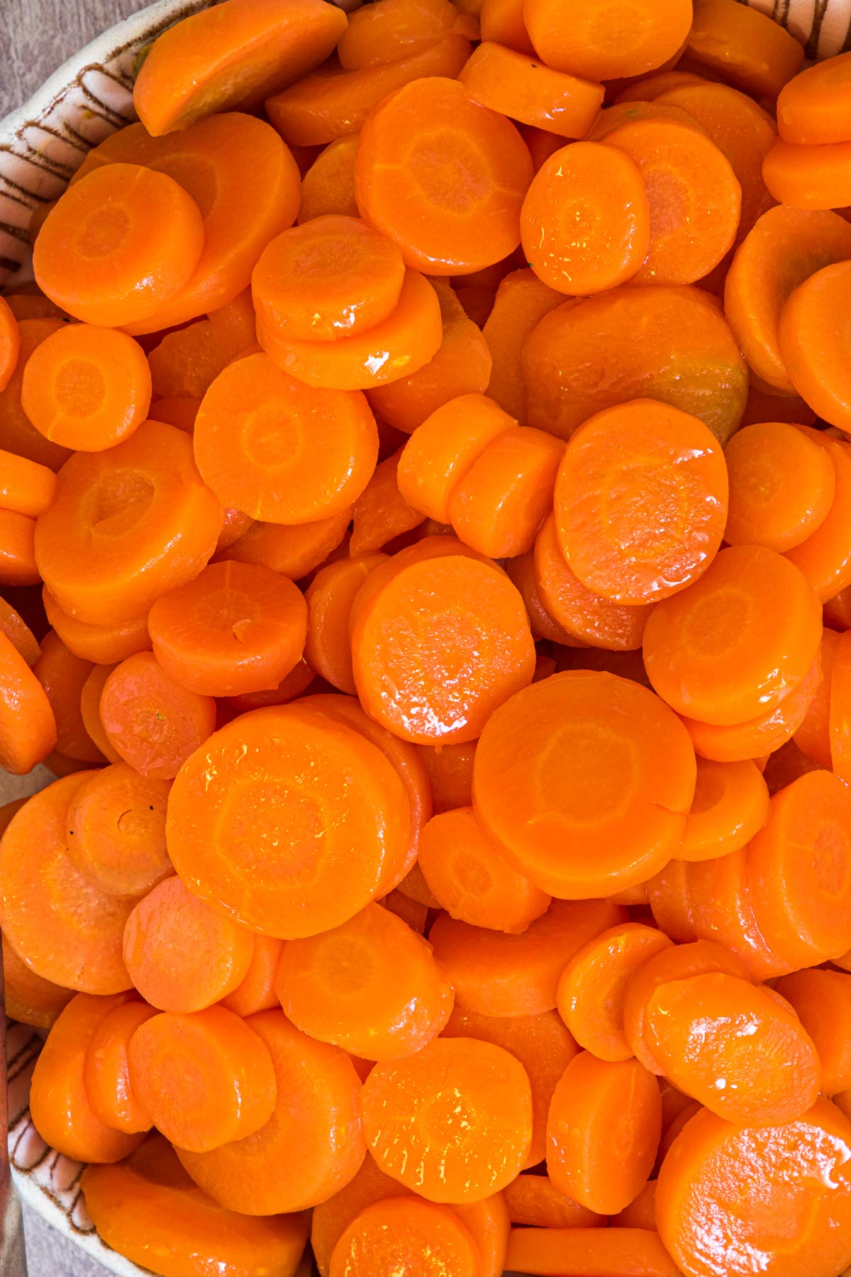 close up of the finished microwave carrots