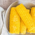 the finished product of the how to microwave corn on the cob recipe