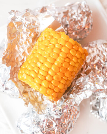 the completed corn on the cob in the oven recipe