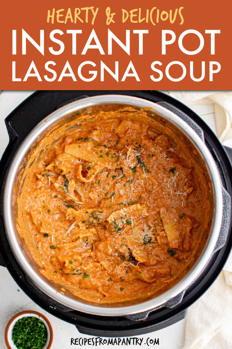 top down view of lasagna soup in an instant pot
