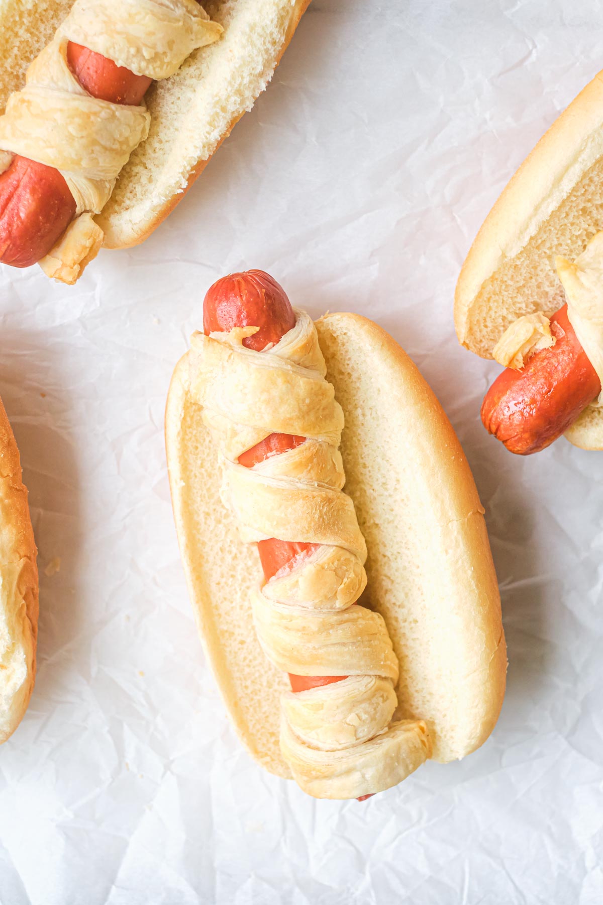 the air fryer mummy dogs recipe inside hot dog buns